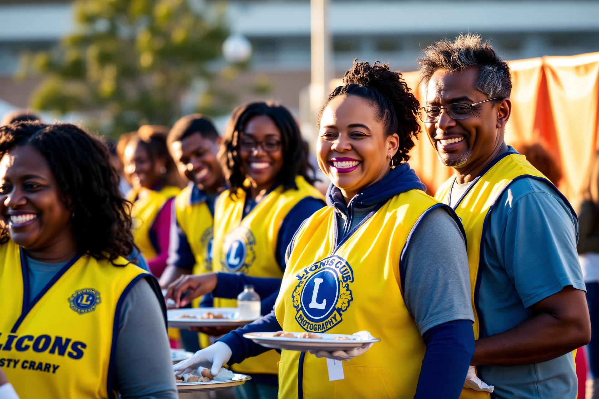 Lions Club volunteers serving their community at an outdoor event